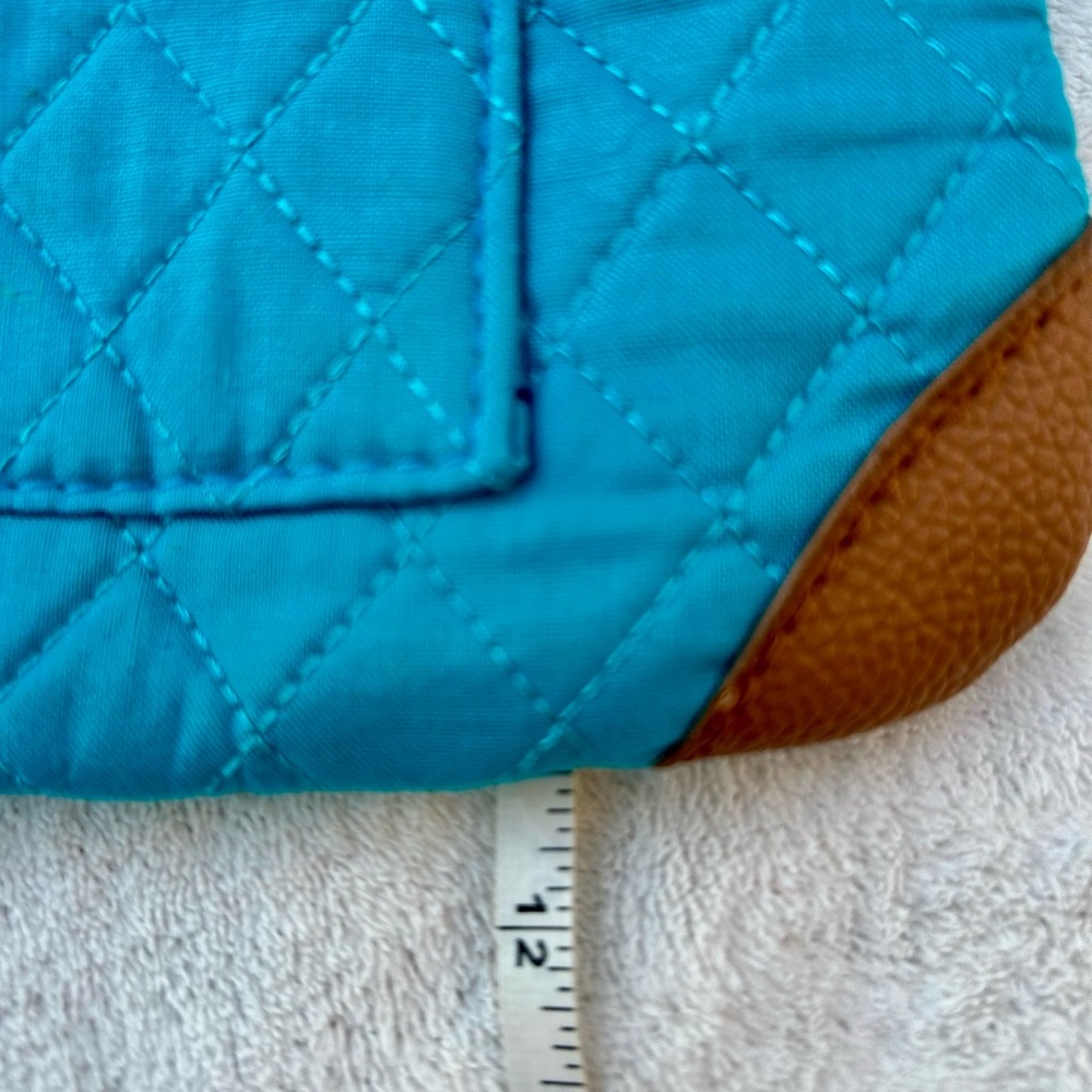 New Stone Mountain Quilted Purse Turquoise Brown Crossbody - Picture 7 of 8